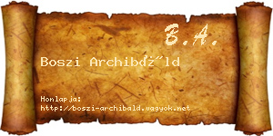 Boszi Archibáld névjegykártya